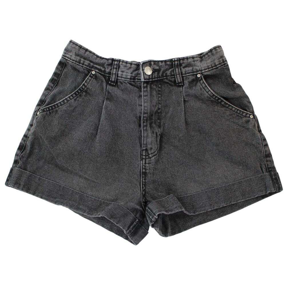 Vintage High Rise Black Refuge Denim Mom Shorts Size 5 Rolled Cuff Casual Retro